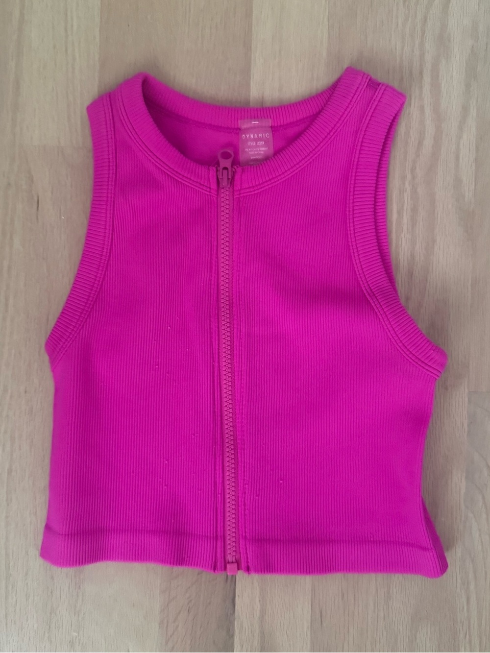 Girls' Hot Pink Ribbed Zip-Front Tank